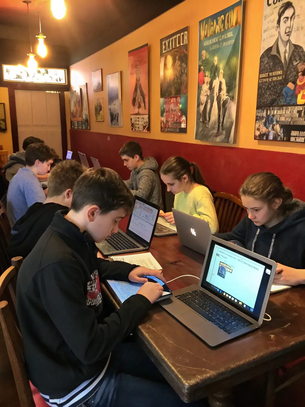 A collaborative image of teenagers working on a web development project, showcasing teamwork and the creation of interactive websites, suitable for the 'Web Development for Teens' course.